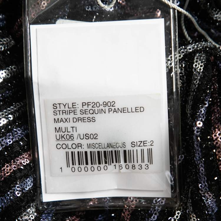 Pre Owned Self-Portrait Black Sequined Tiered Maxi Dress S