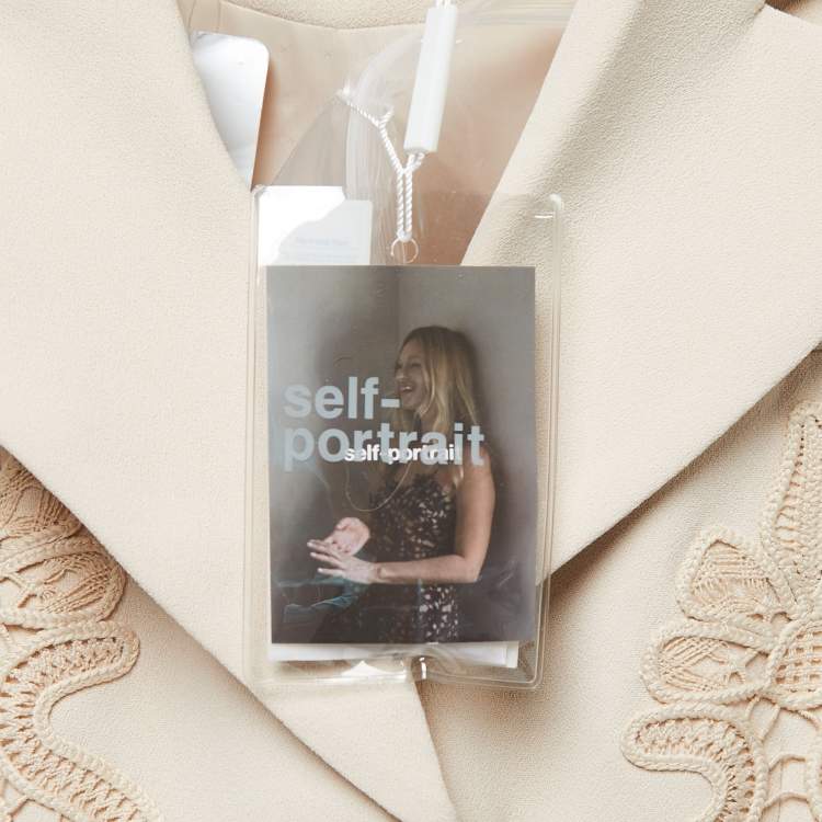 Pre Owned Self-Portrait Beige Crepe Belted Midi Dress S
