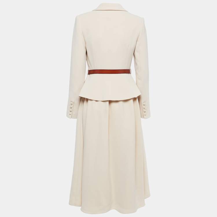 Pre Owned Self-Portrait Beige Crepe Belted Midi Dress S