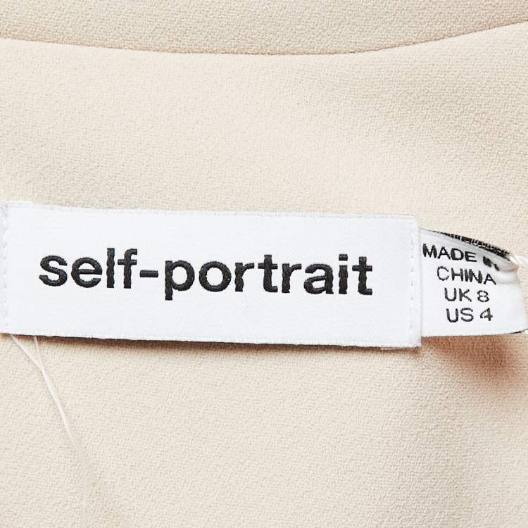 Pre Owned Self-Portrait Beige Crepe Belted Midi Dress S