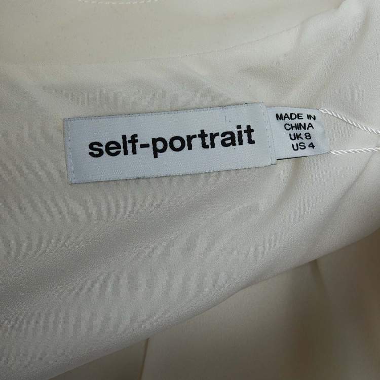 Pre Owned Self-Portrait Crem Boucle Tailored  Midi Dress S