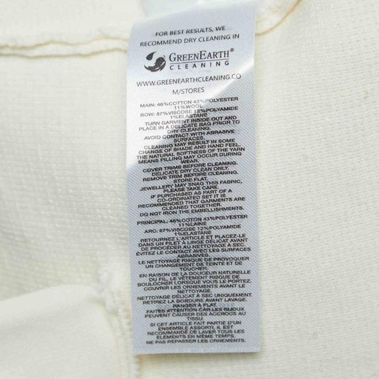 Pre Owned Self-Portrait Cream Knit Bow Detail Cardigan S