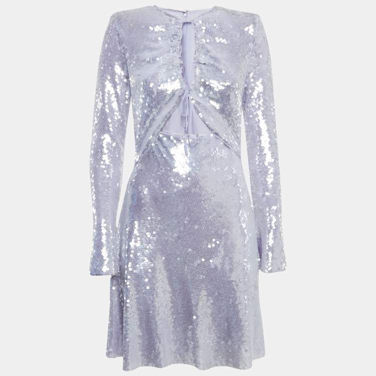 Pre Owned Self-Portrait Lilac Purple Sequin Mini Dress M