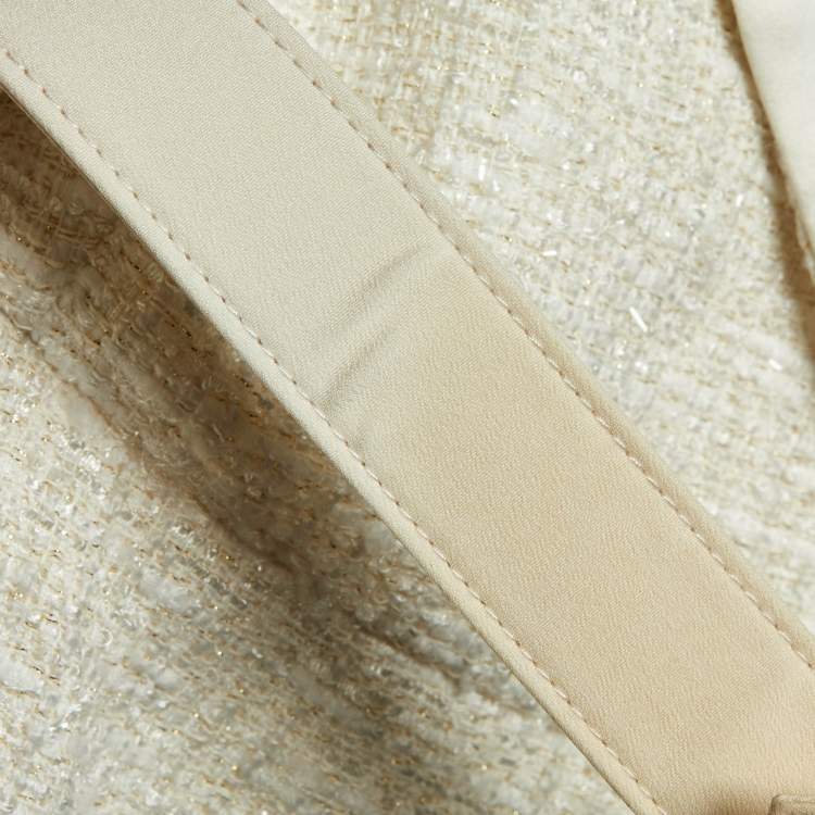 Pre Owned Self-Portrait Cream Boucle & Chiffon Tailored Midi Dress S