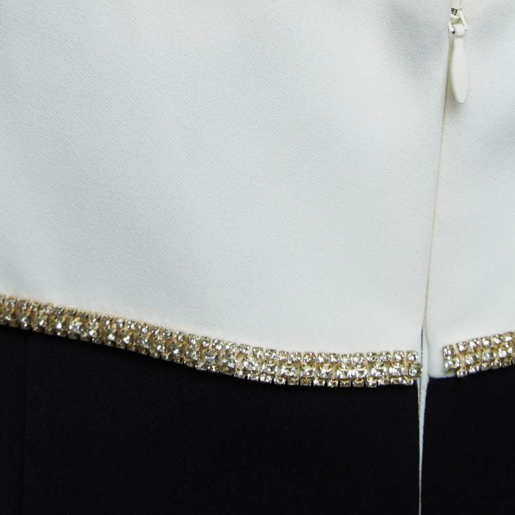 Pre Owned Self-Portrait Black/White Crepe Bow Detail Strapless Mini Dress M