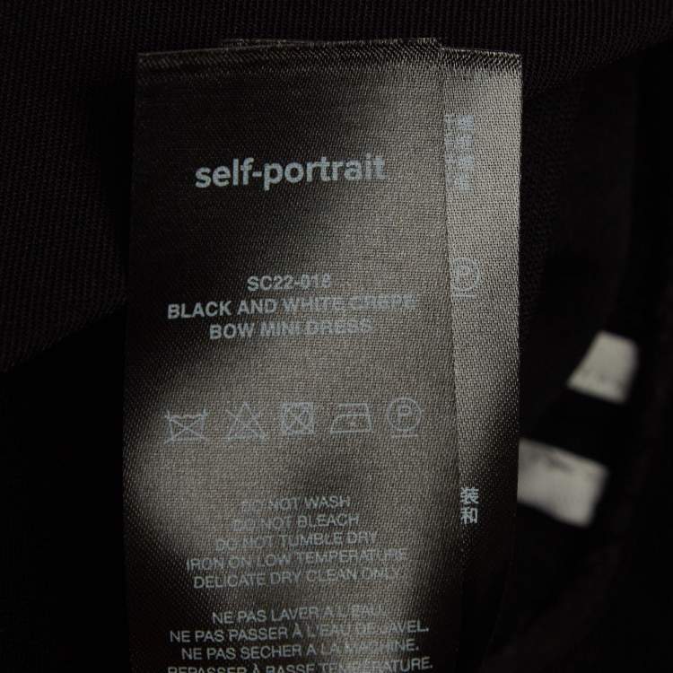 Pre Owned Self-Portrait Black/White Crepe Bow Detail Strapless Mini Dress M