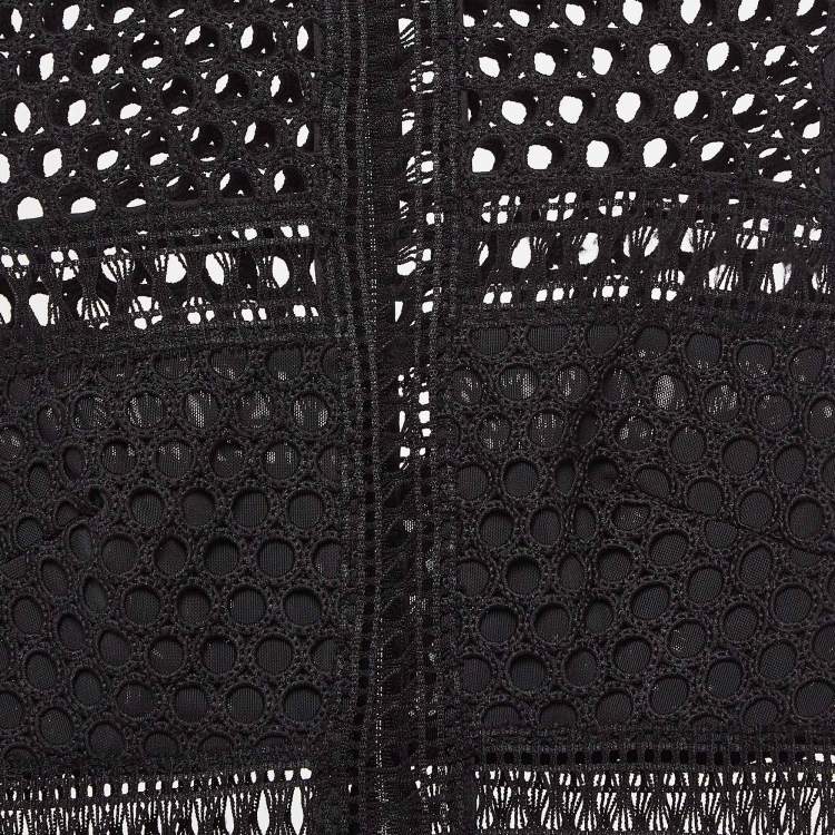 Pre Owned Self-Portrait Black Guipure Lace Sleeveless Midi Dress S