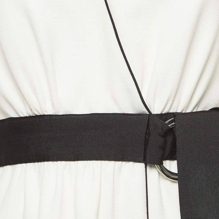Pre Owned Self-Portrait White Viscose Blend Asymmetric Midi Dress M