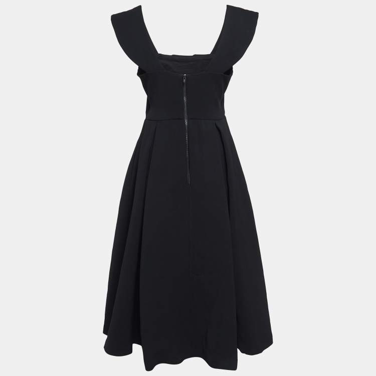 Pre Owned Self Portrait Black Crepe Cut-Out Ayelette Midi Dress L