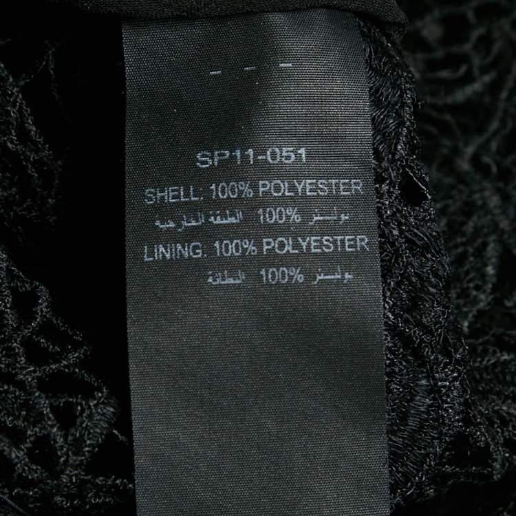 Pre Owned Self-Portrait Black Lace & Crepe Lace-Up Detail Blouse M