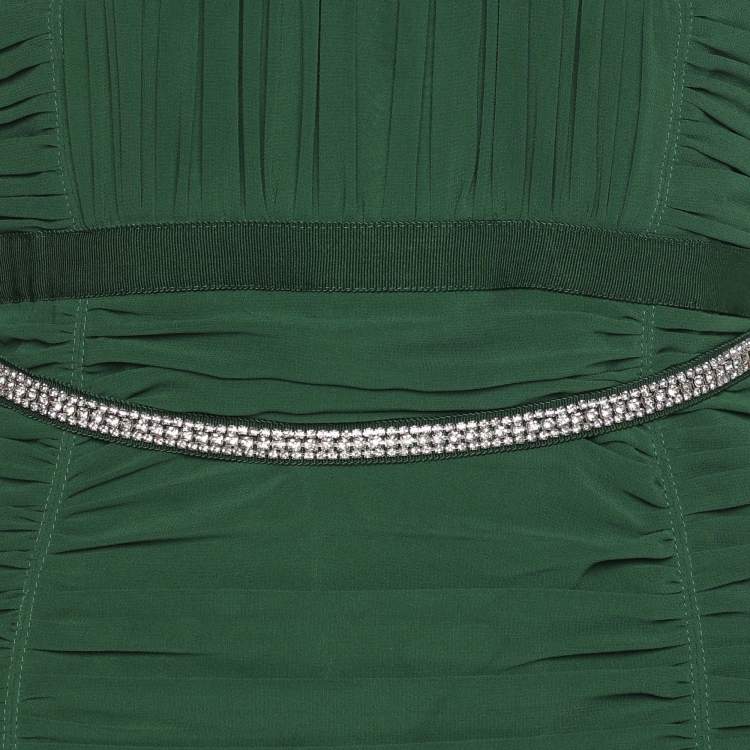 Pre Owned Self-Portrait Green Chiffon Fabric Maxi Dress M