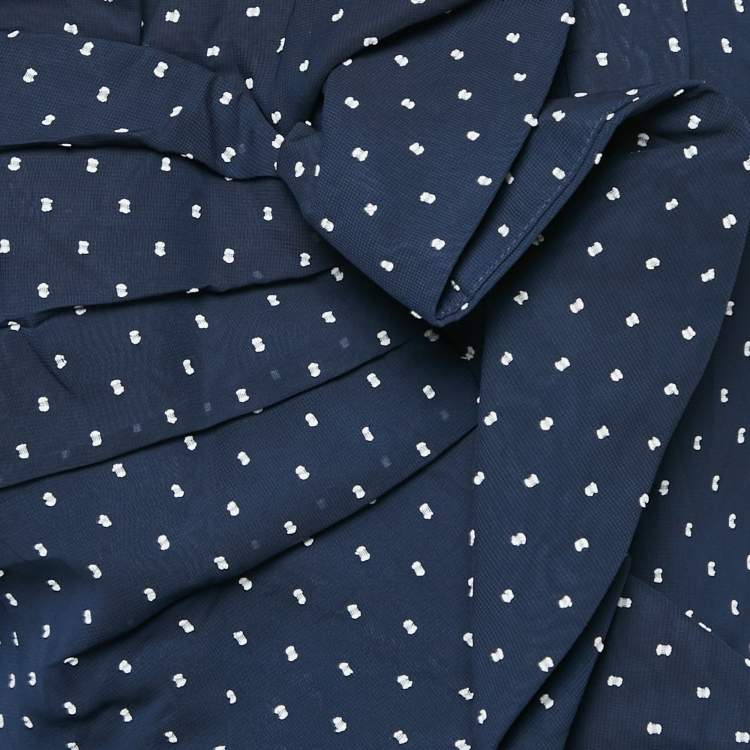Pre Owned Self-Portrait Navy Blue Fil-Coupe Crepe Asymmetric Top M