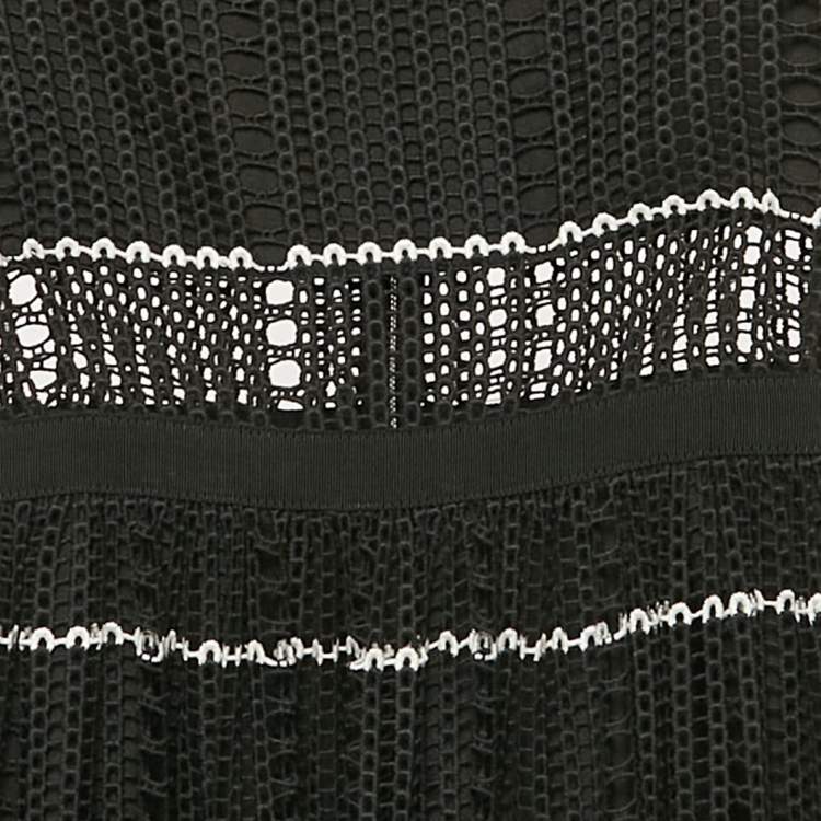 مملوكة مسبقًا Self-Portrait Black Crochet Scallop Hem Maxi Dress S