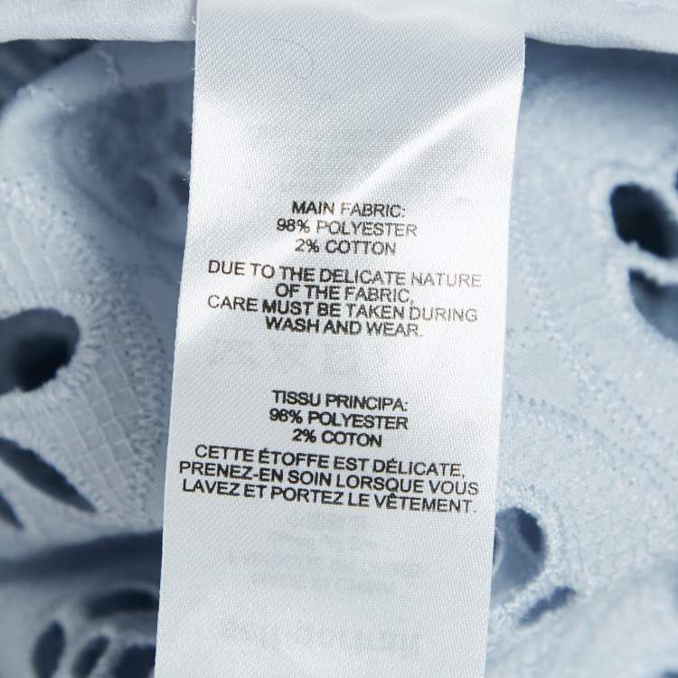 Pre Owned Self-Portrait Blue Schiffli Lace Ruffled Broderie Anglaise Top M