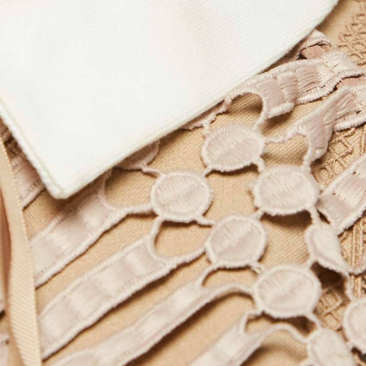 مملوكة مسبقًا Self-Portrait Beige Crepe and Lace Hinkley Midi Dress L