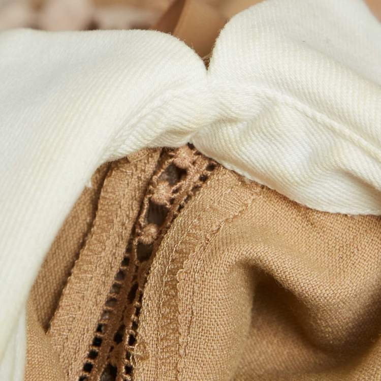 مملوكة مس�بقًا Self-Portrait Beige Crepe and Lace Hinkley Midi Dress L