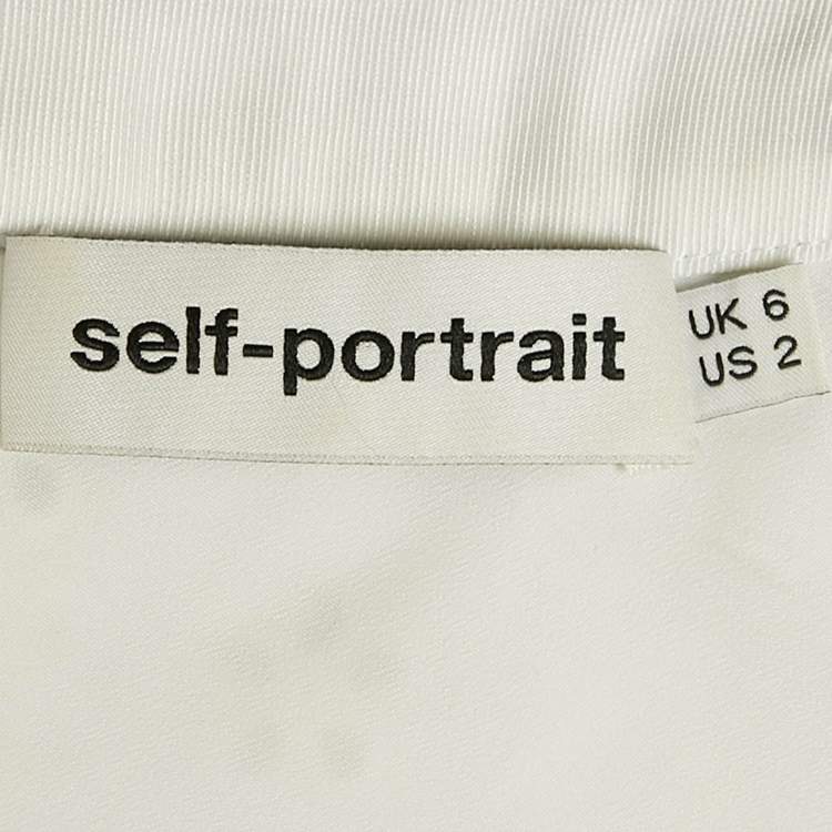 Pre Owned Self-Portrait White Schiffli Lace One Shoulder Top S