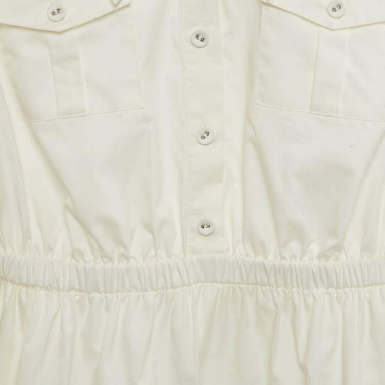 Pre Owned Self-Portrait White Cotton Lace Panel Detail Mini Dress S