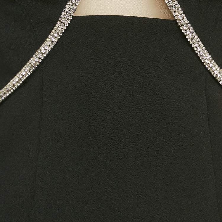 Pre Owned Self-Portrait Black Stud Embellished Crepe Off-Shoulder Top S