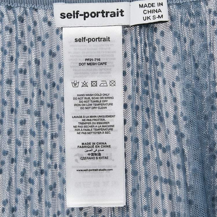 Pre Owned Self-Portrait Blue Dot Mesh Cape S/M