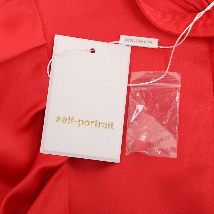 Pre Owned Self-Portrait Red Satin Midi Dress L