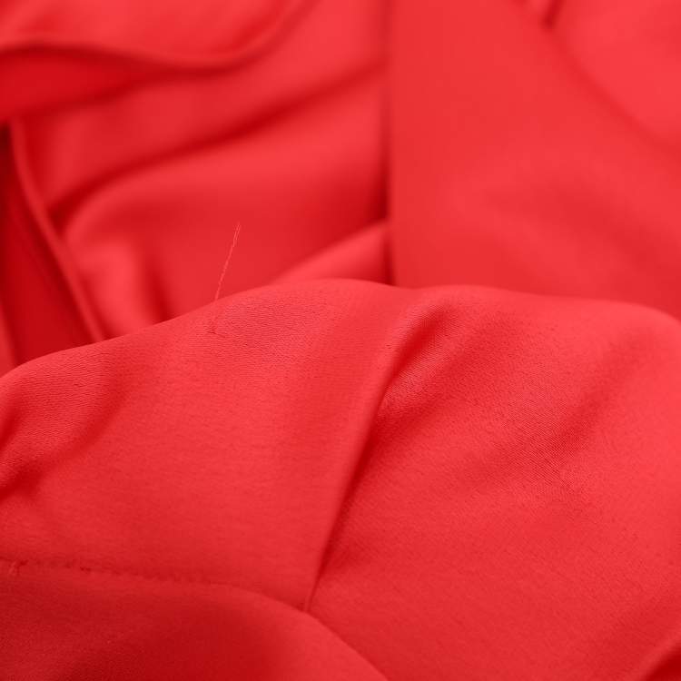 Pre Owned Self-Portrait Red Satin Midi Dress L
