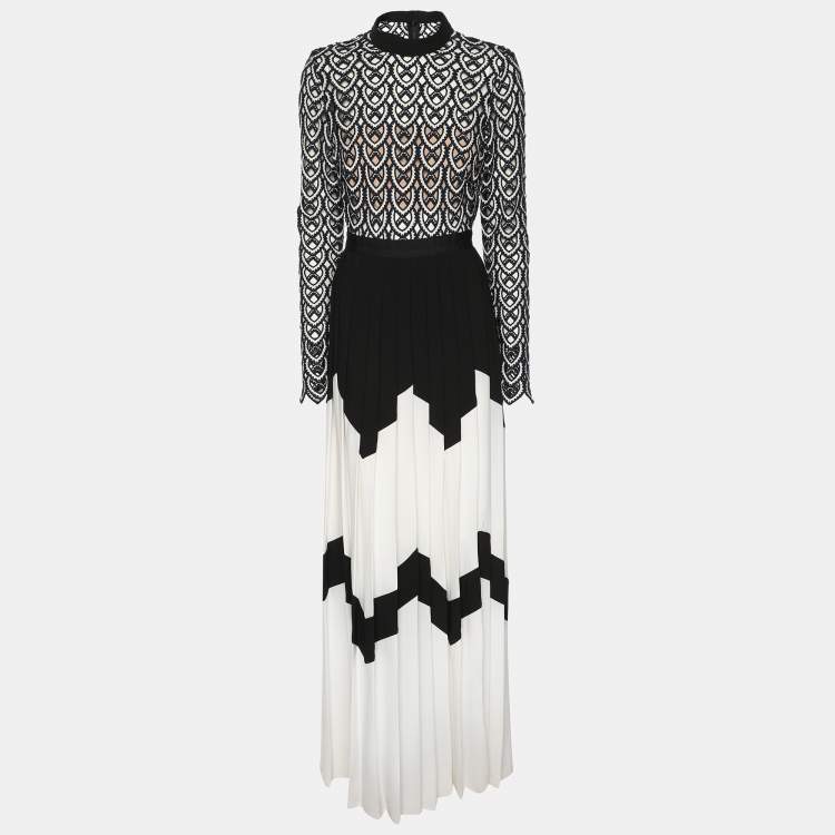 Pre Owned Self-Portrait Multicolor Crochet Sweetheart Maxi Dress S