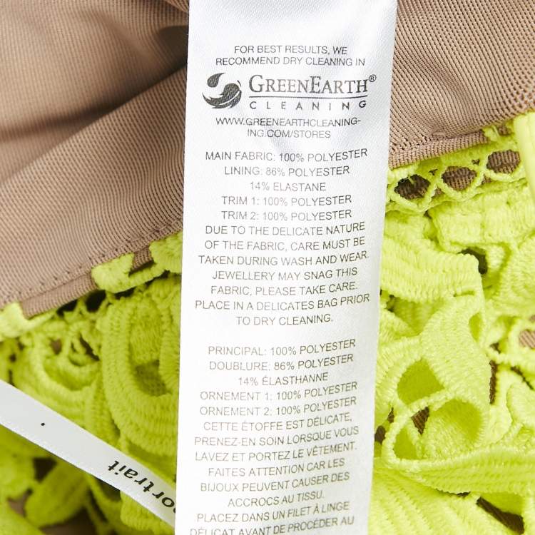 مملوكة مسبقًا Self-Portrait Neon Yellow Lace Guipure Sleeveless Azaelea Mini Dress S