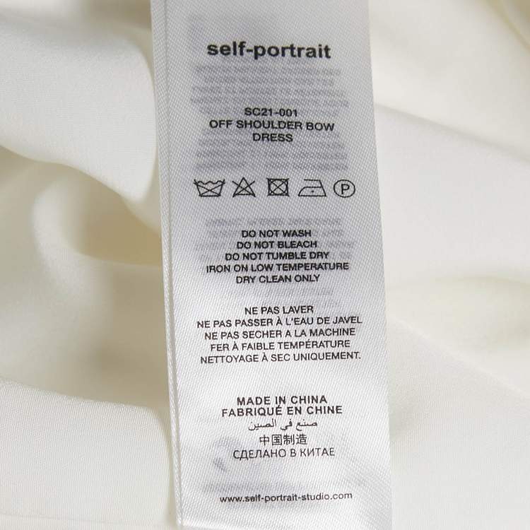مملوكة مسبقًا Self-Portrait White Crepe Bow Detail Off-Shoulder Mini Dress M