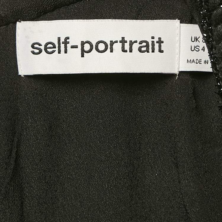 Pre Owned Self-Portrait Black Wool Blend Textured Mini Dress S