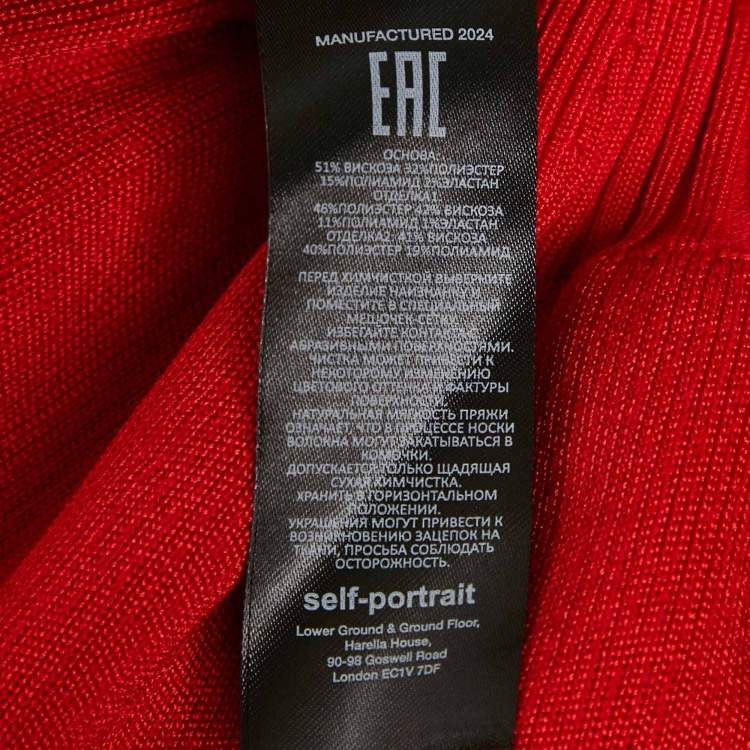 Pre Owned Self-Portrait Red Rib Knit Bow Detail Sleeveless Mini Dress XS