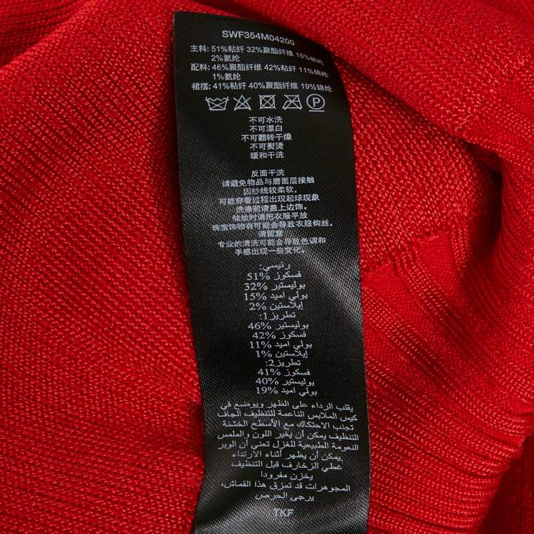 Pre Owned Self-Portrait Red Rib Knit Bow Detail Sleeveless Mini Dress XS