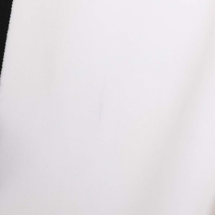 Pre Owned Self-Portrait White Stretch Crepe Tie Neck Top XS