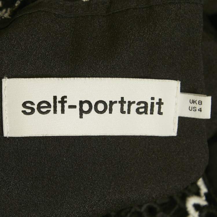 Pre Owned Self-Portrait Black Lace Mini Dress S
