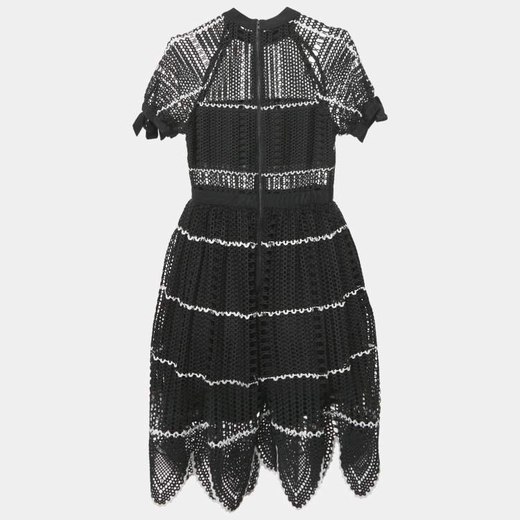Pre Owned Self-Portrait Black Lace Mini Dress S