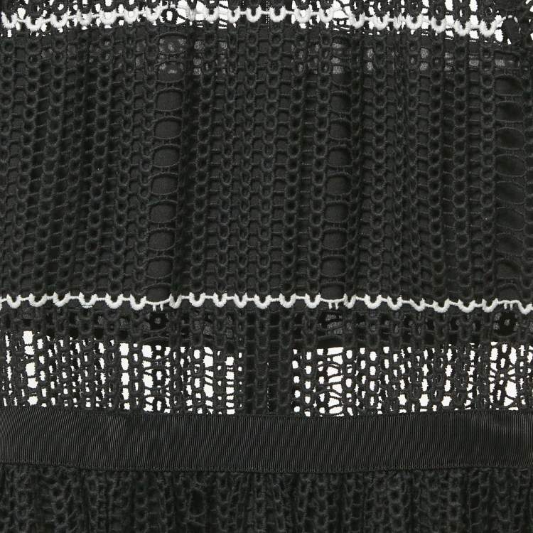 Pre Owned Self-Portrait Black Lace Mini Dress S
