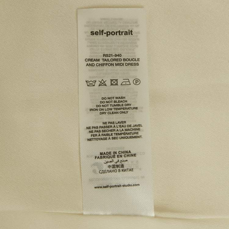 Pre Owned Self-Portrait Off White Tweed & Plisse Blazer Wrap Over Midi Dress S