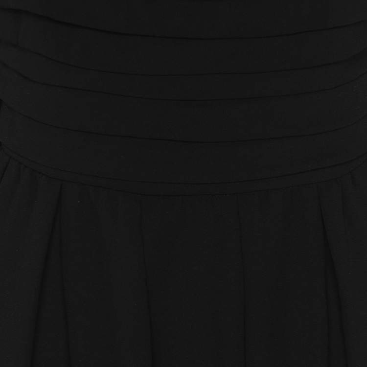 Pre Owned Self-Portrait Black Dots Mesh Sleeved Crepe Midi Dress L