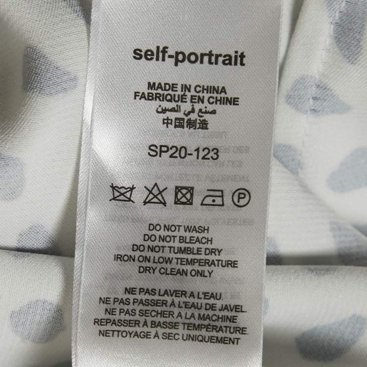 Pre Owned Self-Portrait Monochrome Printed Satin Ruffled Blouse M