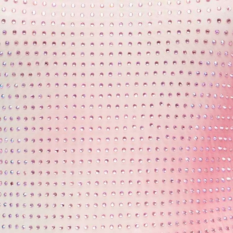 مملوكة مسبقًا Self-Portrait Pink Ombre Embellished Mesh Off -Shoulder Maxi Dress S