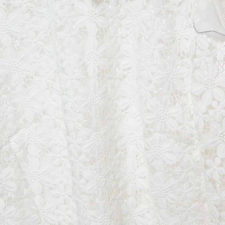 Pre Owned Self-Portrait Floral Lace Sheer Blouse L
