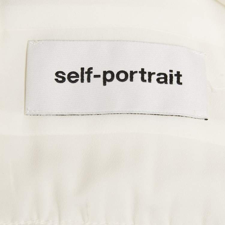 Pre Owned Self-Portrait White Lace Insert Cotton Midi Dress Dress M