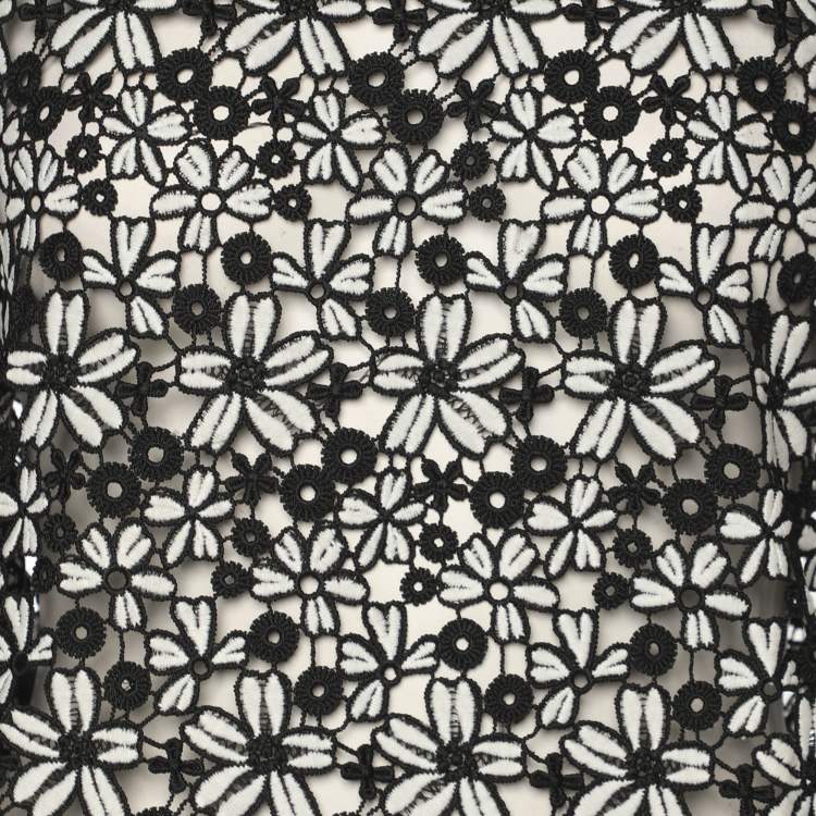 Pre Owned Self-Portrait Black/White Floral Lace Blouse M