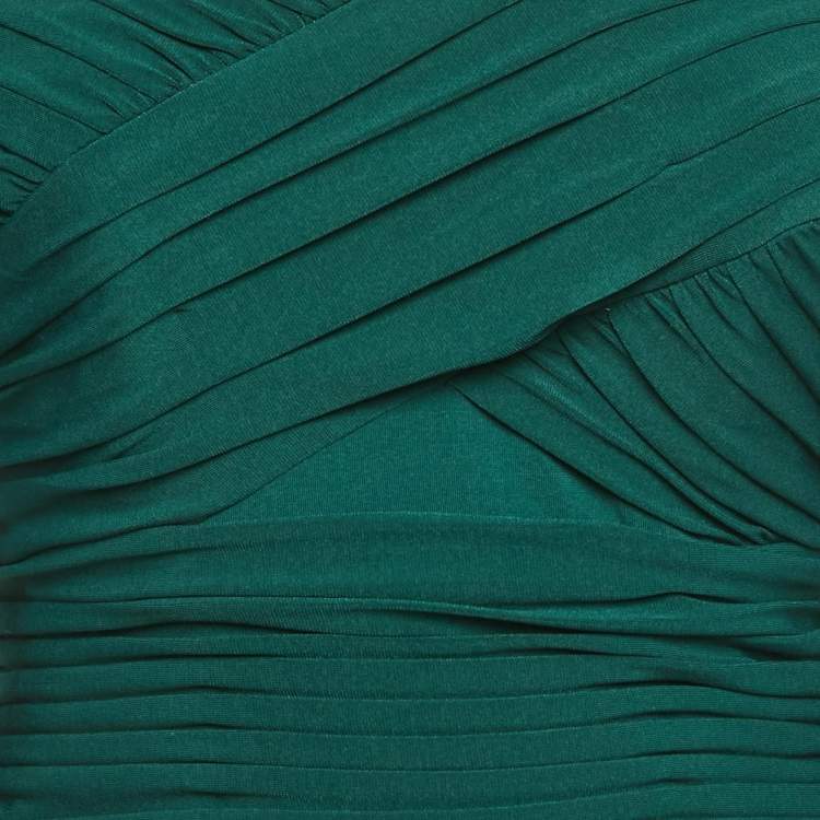 Pre Owned Self-Portrait Teal Blue Pleated Jersey Crossover Top S