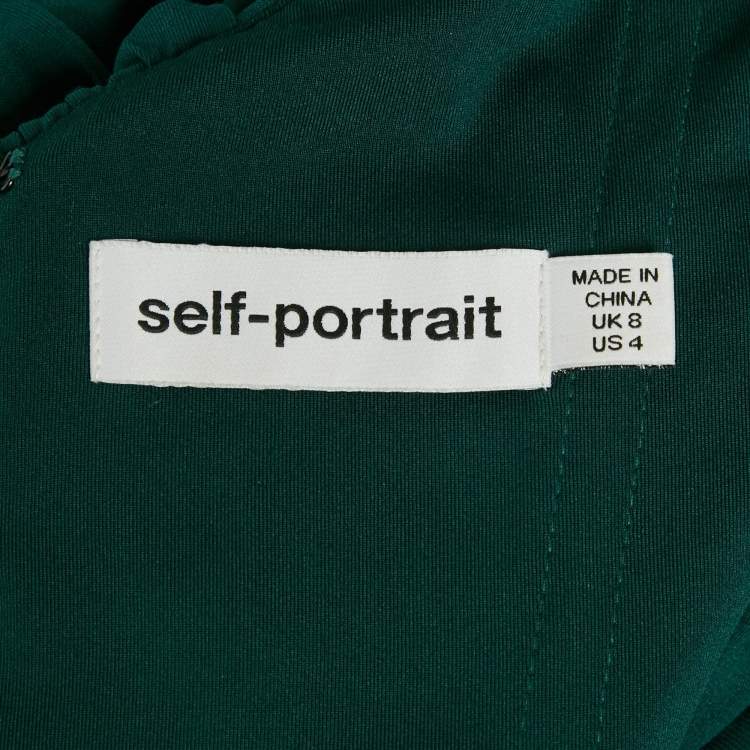 Pre Owned Self-Portrait Teal Blue Pleated Jersey Crossover Top S