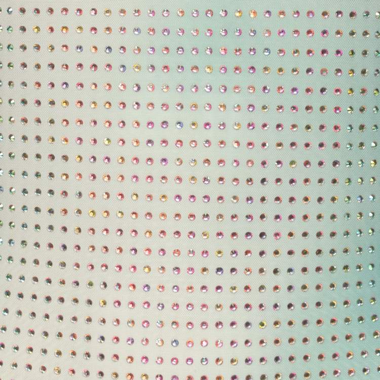 Pre Owned Self-Portrait Green Crystal Embellished Gradient Mesh Maxi Dress M