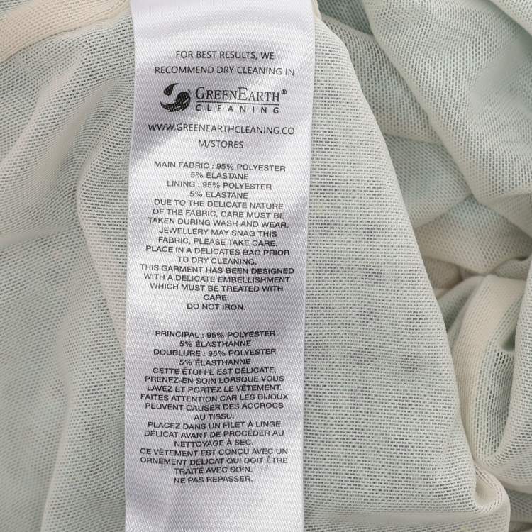 Pre Owned Self-Portrait Green Crystal Embellished Gradient Mesh Maxi Dress M