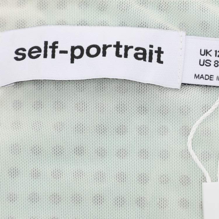 Pre Owned Self-Portrait Green Crystal Embellished Gradient Mesh Maxi Dress M