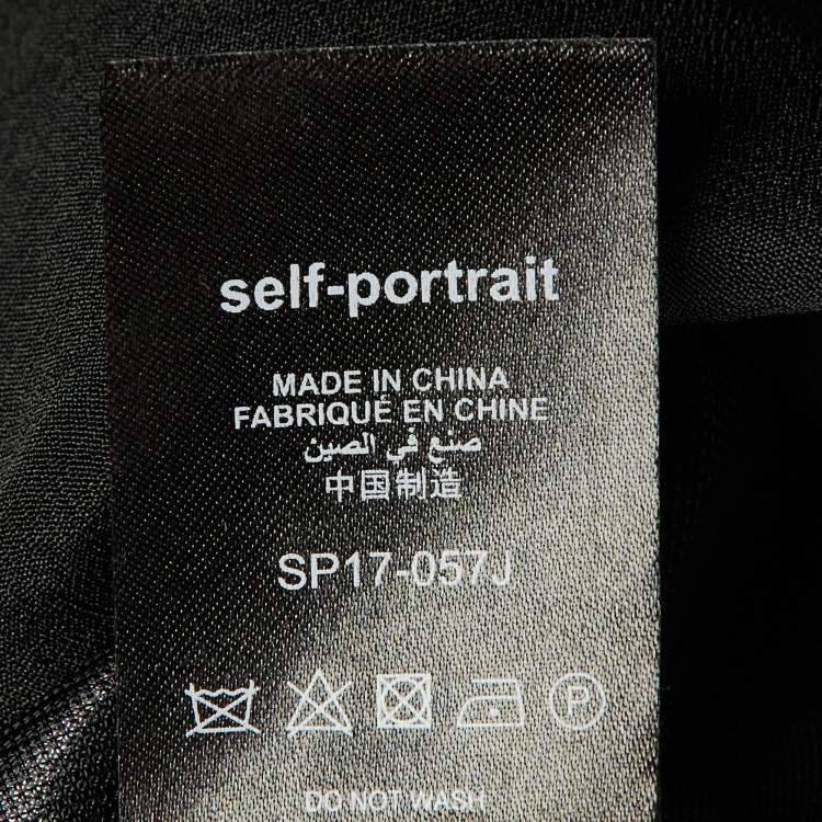 Pre Owned جمبسوت سيلف بورتريه كريب مخطط غير متماثل بكشاكش أسود/أبيض مقاس وسط