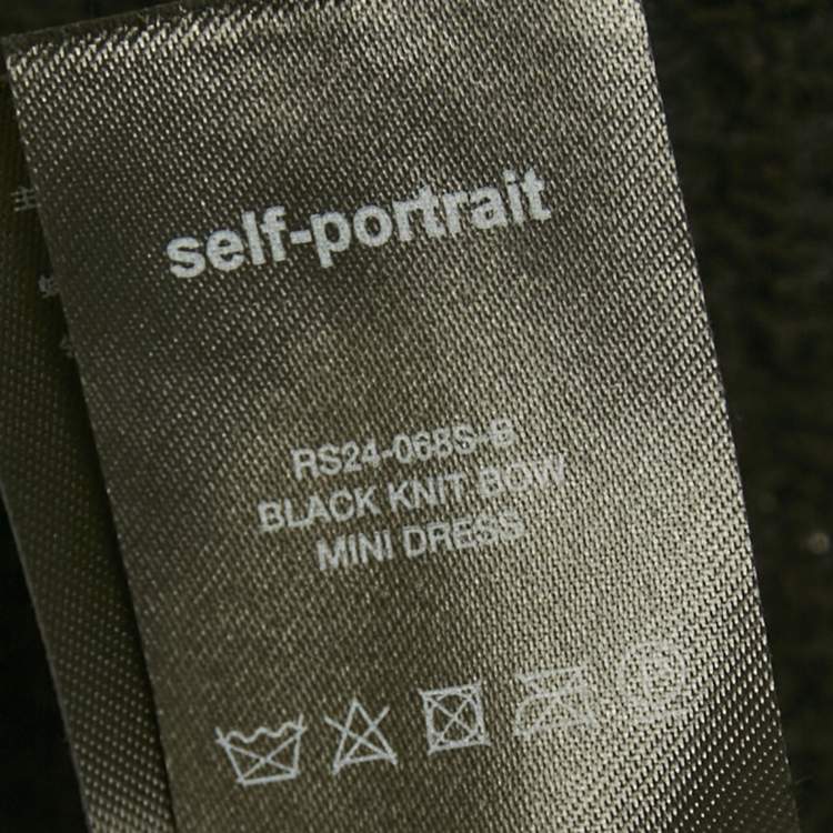 Pre Owned Self-Portrait Black Sequin Tweed Knit Bow Mini Dress M